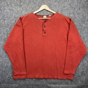 Vintage GAP Henley Thermal Sweatshirt Boxy Cropped Ribbed Orange 90s USA XL